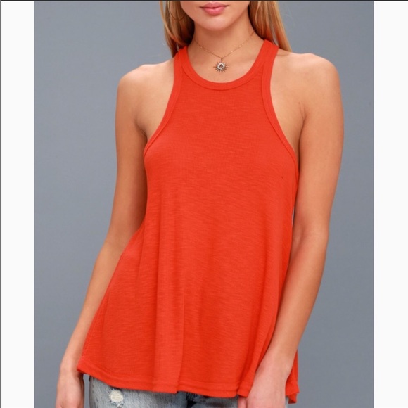 NWT Free People Orange Flowy Tank S - Picture 1 of 2